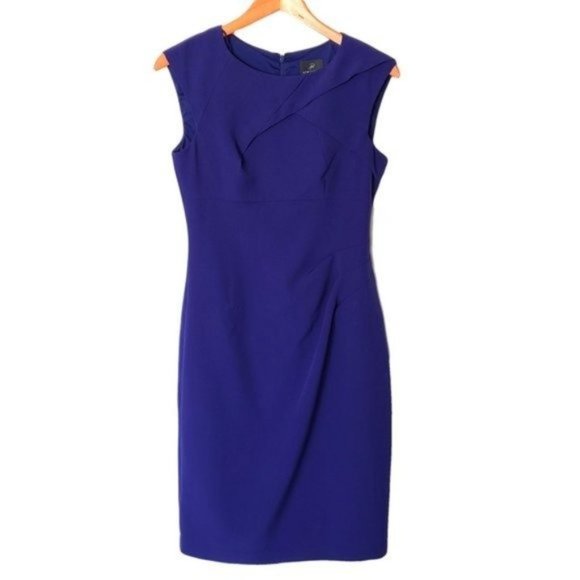 Adrianna Papell Cocktail Sheath Dress Purple Pleat Detail size 4 - Picture 3 of 13